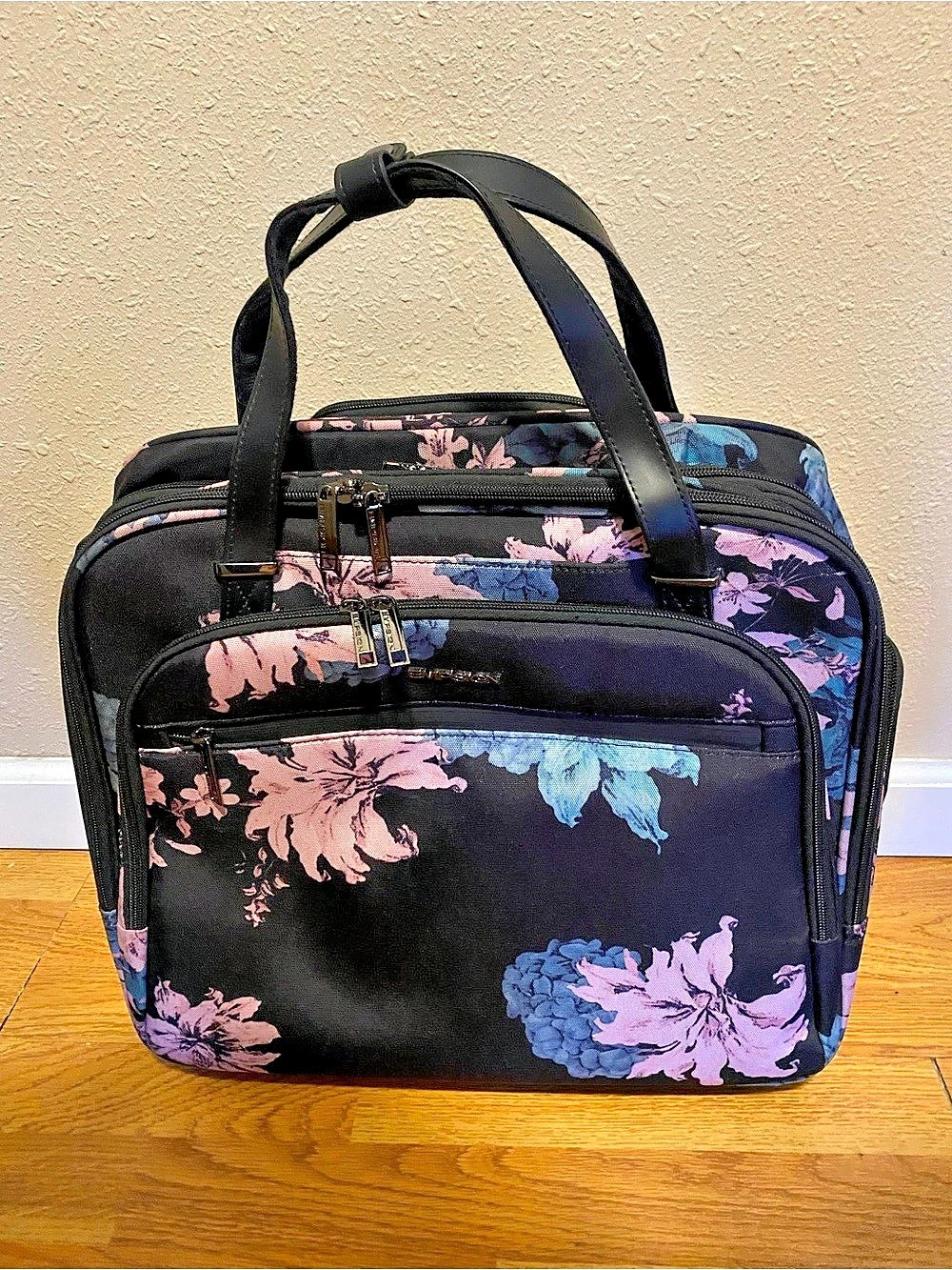 EMPSIGN Floral Rolling Laptop Bag Women, 15.6 Inch Rolling Briefcase Wheel